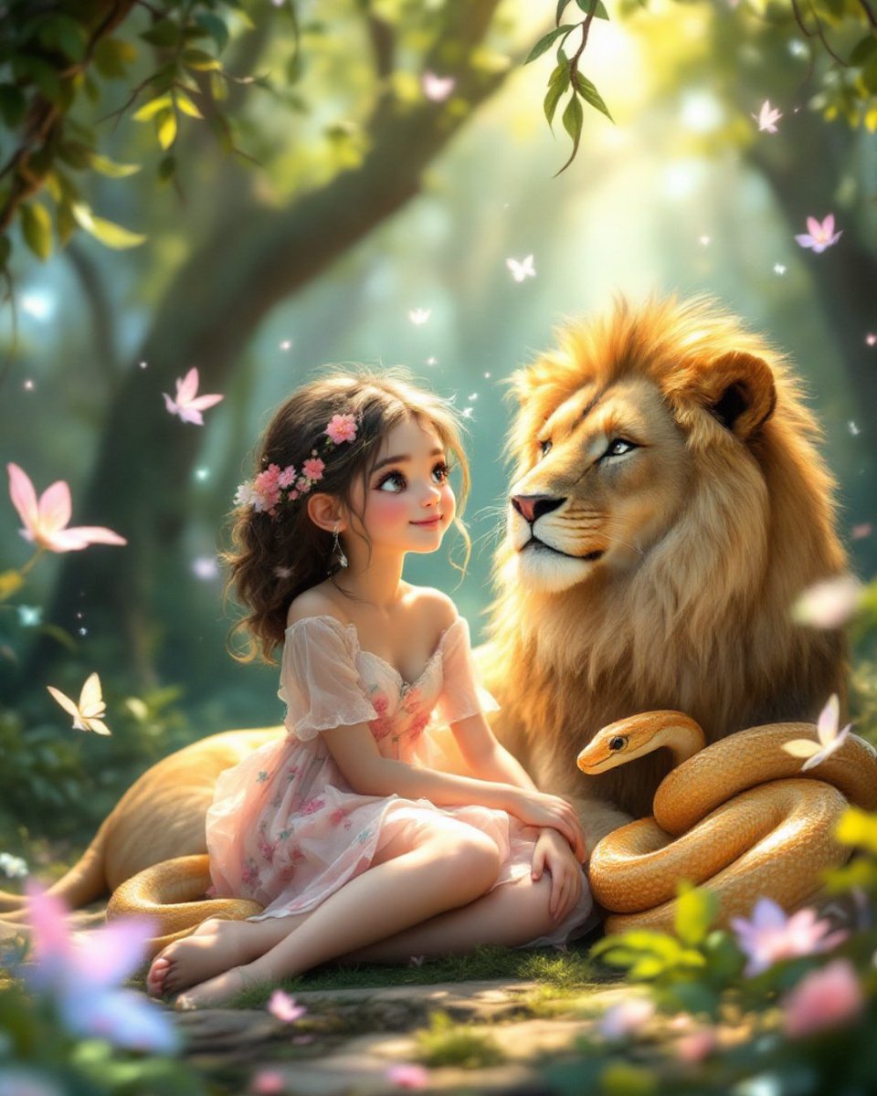 MagicShot_ai's tweet image. 🦁🐍✨ Cuteness meets wild magic!
A fearless girl, a majestic lion, and a gentle python—all in one enchanted moment.
Created with a touch of AI magic at MagicShot.ai 🌟

#AIArt #FantasyVibes #MagicShotAI #WildAndWhimsical #AestheticAI #LionLove #PythonCharm