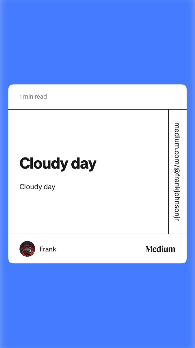 FjWorkmagic's tweet image. “Cloudy day” by Frank medium.com/@frankjohnsonj…