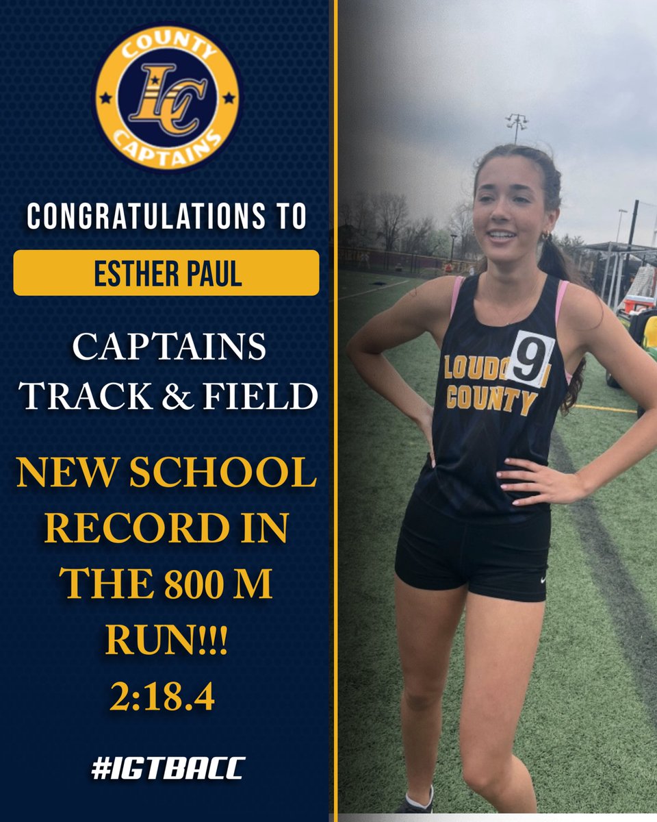 LCHS Athletics (@countylchs) on Twitter photo Congratulations to Captains Track & Field Team member Esther Paul on setting a new LCHS school record in the 800 M run at 2:18.4!!! She broke the old record by 2.3 seconds!!! Way to go Esther!!! #IGTBACC <a href="/lchsxctf/">LCHS XC & Track</a> Congratulations to Captains Track & Field Team member Esther Paul on setting a new LCHS school record in the 800 M run at 2:18.4!!! She broke the old record by 2.3 seconds!!! Way to go Esther!!! #IGTBACC <a href="/lchsxctf/">LCHS XC & Track</a>