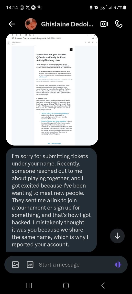 It's such a shame to see another account get hacked. Sadly, <a href="/dusan7661841388/">Ghislaine Dedoldia</a> had been hacked. Got blocked for calling them out. So watch out and be safe. Don't click any links without checking first.
