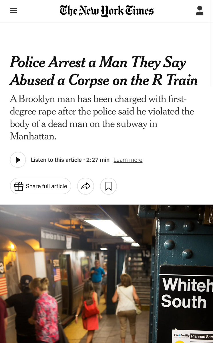 Tricia McLaughlin (@triciaohio) on Twitter photo The New York Times refused to mention anywhere in its 400-word story on the monstrous rape of a corpse on the NYC subway that the depraved perpetrator is an ILLEGAL alien.
Why not report the facts, <a href="/nytimes/">The New York Times</a>? The New York Times refused to mention anywhere in its 400-word story on the monstrous rape of a corpse on the NYC subway that the depraved perpetrator is an ILLEGAL alien.
Why not report the facts, <a href="/nytimes/">The New York Times</a>?