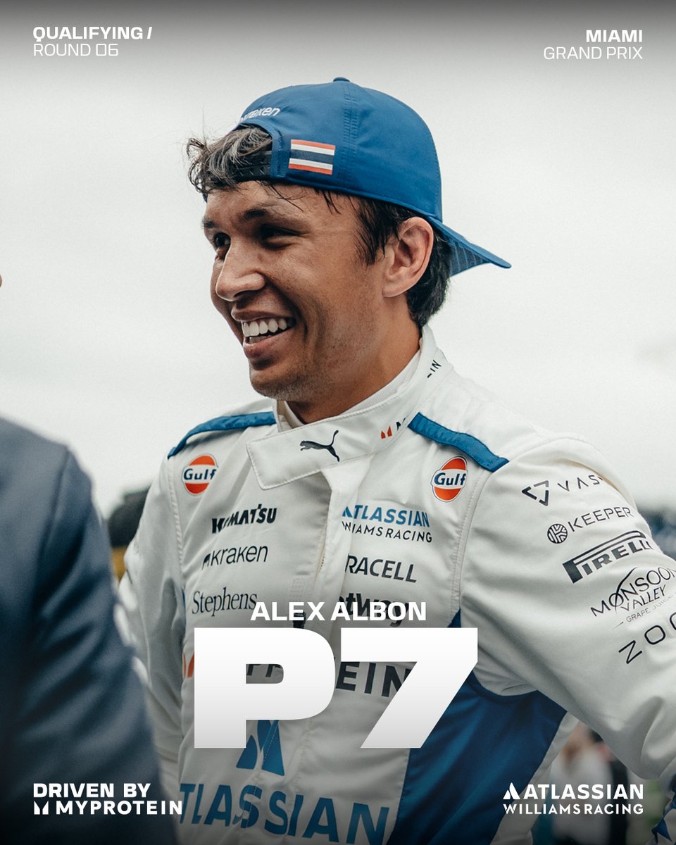 Atlassian Williams Racing (@williamsracing) on Twitter photo Get in there, Albono 😮💨
Starting P7 in Miami tomorrow, let's go! 👏
#DrivenByMyprotein <a href="/Myprotein/">Myprotein</a> Get in there, Albono 😮💨
Starting P7 in Miami tomorrow, let's go! 👏
#DrivenByMyprotein <a href="/Myprotein/">Myprotein</a>