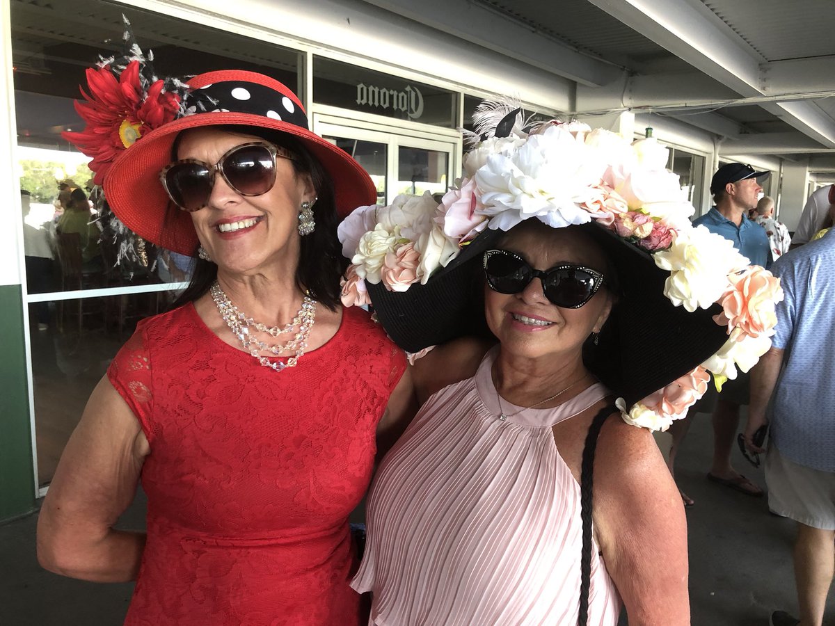 Tampa Bay Downs Official Account (@tampabaydownsfl) on Twitter photo Calleen Will, right, and Cheryl Earle are the official winners of one observer’s unofficial Derby Hat Contest. Will spent a combined 30 hours making both hats; spring roses sparkle on her creation, while Earle’s is accentuated by a glorious red daisy. What an exacta! Calleen Will, right, and Cheryl Earle are the official winners of one observer’s unofficial Derby Hat Contest. Will spent a combined 30 hours making both hats; spring roses sparkle on her creation, while Earle’s is accentuated by a glorious red daisy. What an exacta!