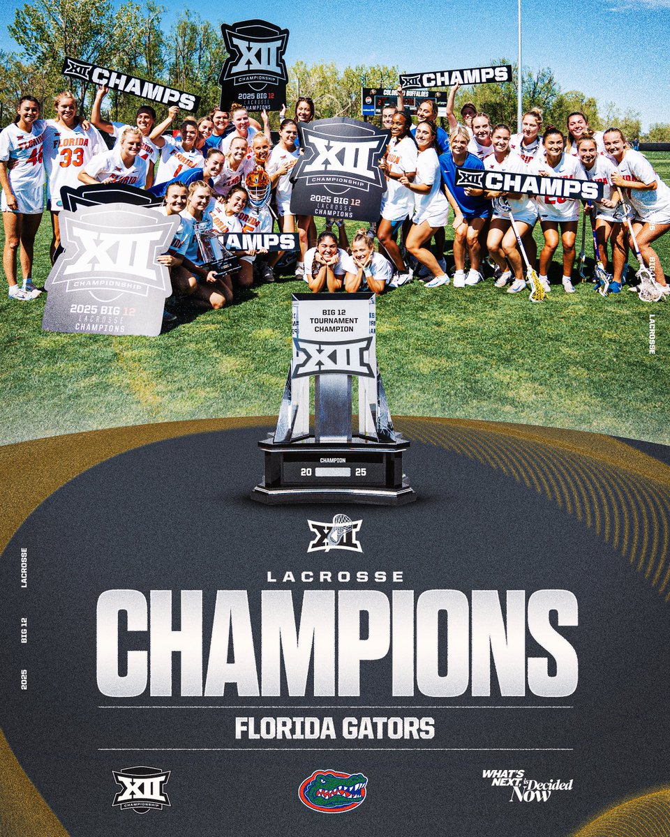 Big 12 Conference (@big12conference) on Twitter photo CHAMPS ๐
Congratulations to <a href="/GatorsLAX/">Gators Lacrosse</a> for claiming the 2025 Big 12 Lacrosse Championship. CHAMPS ๐
Congratulations to <a href="/GatorsLAX/">Gators Lacrosse</a> for claiming the 2025 Big 12 Lacrosse Championship.