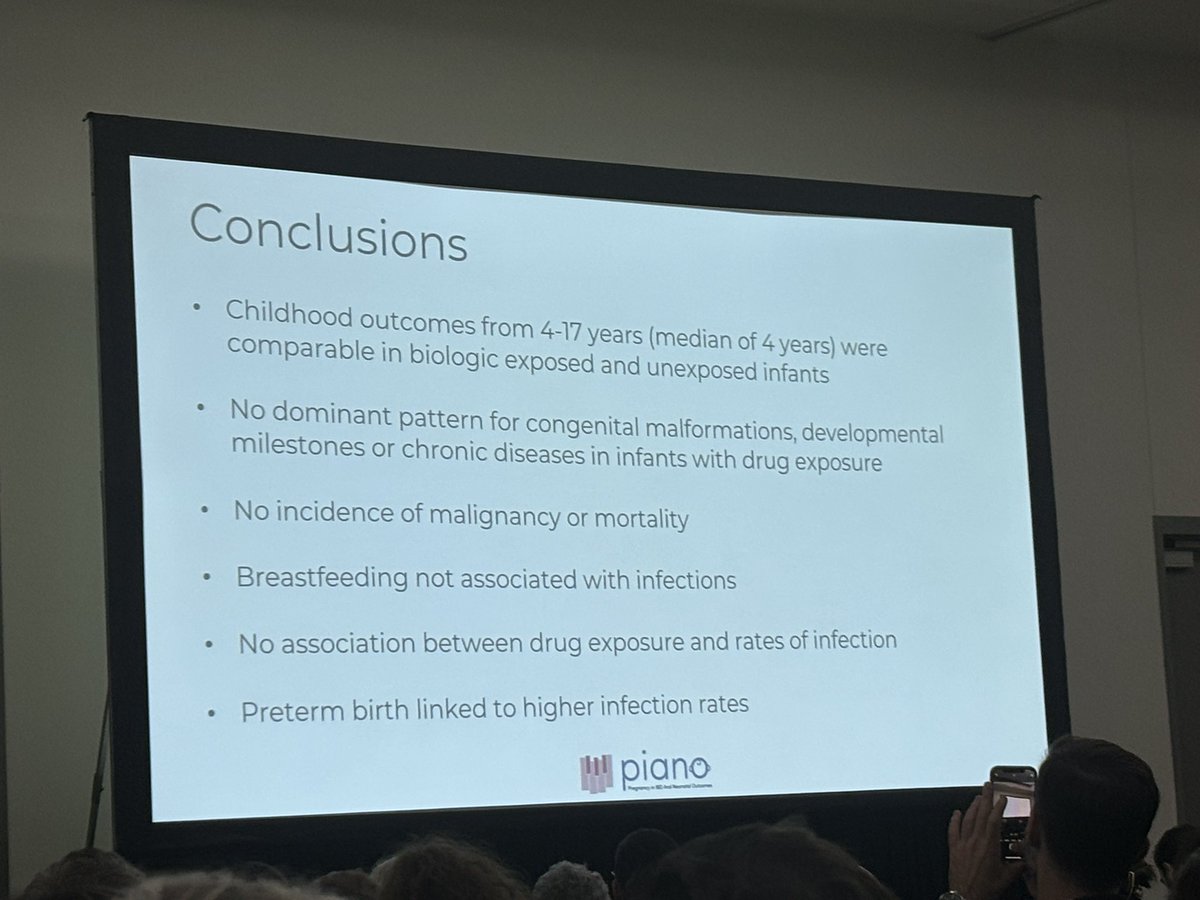IBDPassport's tweet image. Informative presentation on the PIANO registry data from @AKohli_MD on Infant outcomes after Exposure to biologics/ immunomodulator.
👶🏻N=438
4-17 yrs follow-up
➡️44% c section (higher than National average due to active disease/Perianal disease).
➡️71% breast fed- no linked…