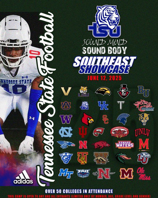 NPA (@ncec_recruiting) on Twitter photo KJ Green <a href="/KjGreen7k/">Kennedy (UNO) Green ||| 4⭐️</a> 4 ⭐️ Top 250 DB is Confirmed for TSU Southeast Showcase Mega Camp powered by SMSB/ <a href="/adidas/">adidas</a> on June 12th!
Over 60 Colleges will be in attendance, Register now, one session is already sold out:
southeastshowcase.ryzerevents.com
<a href="/smsbacademy/">SoundMind SoundBody®</a> <a href="/reggiebarlow/">Reggie Barlow</a> KJ Green <a href="/KjGreen7k/">Kennedy (UNO) Green ||| 4⭐️</a> 4 ⭐️ Top 250 DB is Confirmed for TSU Southeast Showcase Mega Camp powered by SMSB/ <a href="/adidas/">adidas</a> on June 12th!
Over 60 Colleges will be in attendance, Register now, one session is already sold out:
southeastshowcase.ryzerevents.com
<a href="/smsbacademy/">SoundMind SoundBody®</a> <a href="/reggiebarlow/">Reggie Barlow</a>
