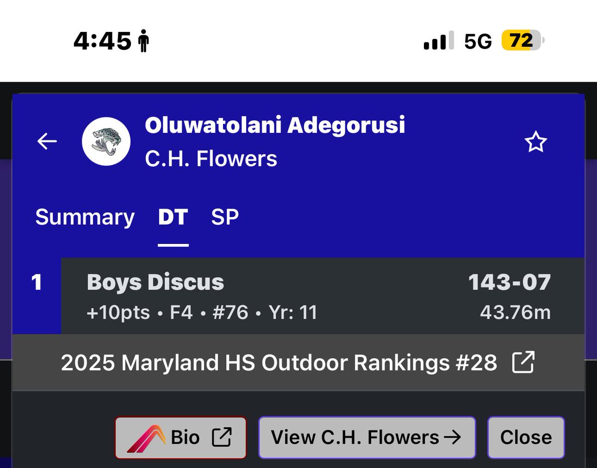 Oluwatolani (Tola) Adegorusi (@it_stola) on Twitter photo Blessed to reach a personal best in Discus at 143-07 and to be the current #28 in Maryland! <a href="/DaemonDameon/">Coach Peezy</a> Blessed to reach a personal best in Discus at 143-07 and to be the current #28 in Maryland! <a href="/DaemonDameon/">Coach Peezy</a>
