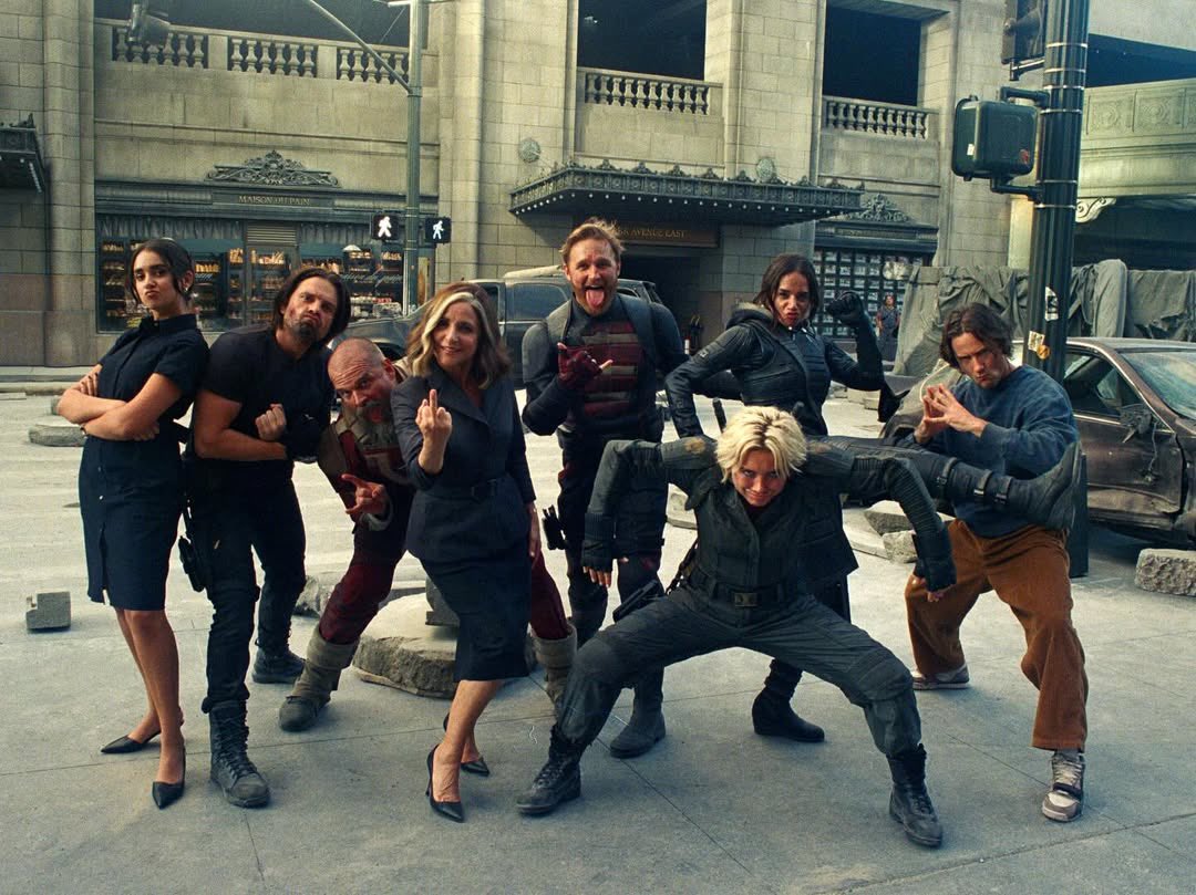 cosmic_marvel's tweet photo. Florence Pugh, Sebastian Stan, Julia Louis-Dreyfus, David Harbour, Wyatt Russell, Lewis Pullman, Hannah John-Kamen and Geraldine Viswanathan on the set of ‘THUNDERBOLTS*’ https://t.co/7Bsy0eeJu9