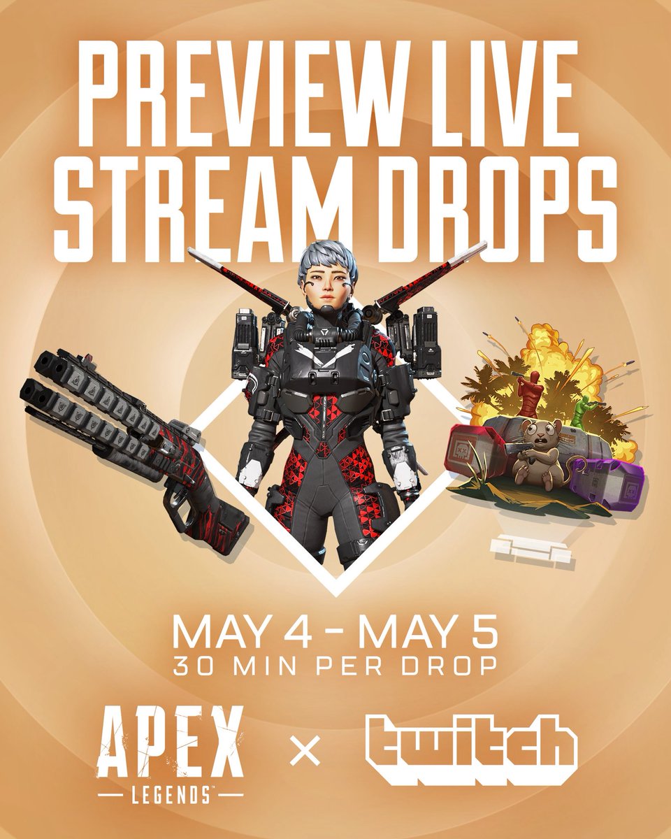 We will be LIVE tomorrow &amp; Monday for Season 25 pre-season livestream!

While watching the stream you'll receive exclusive Twitch drops! Each item is earned by watching for 30 minutes.

Tune in to twitch.tv/xjayami at 17:00pm BST // 10:00am PT

#EAPartner