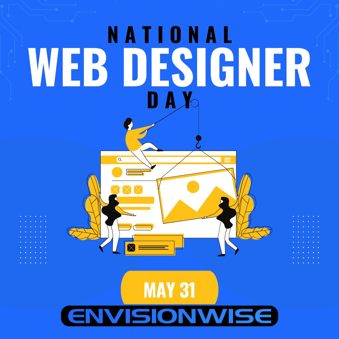 Envisionwise's tweet image. 🖥️✨ Happy National Web Designer Day!  Cheers to their expertise in blending aesthetics with functionality! Let&apos;s raise a virtual toast to all web designers making the internet a more beautiful and accessible place. #NationalWebDesignerDay #WebDesign #Envisionwise