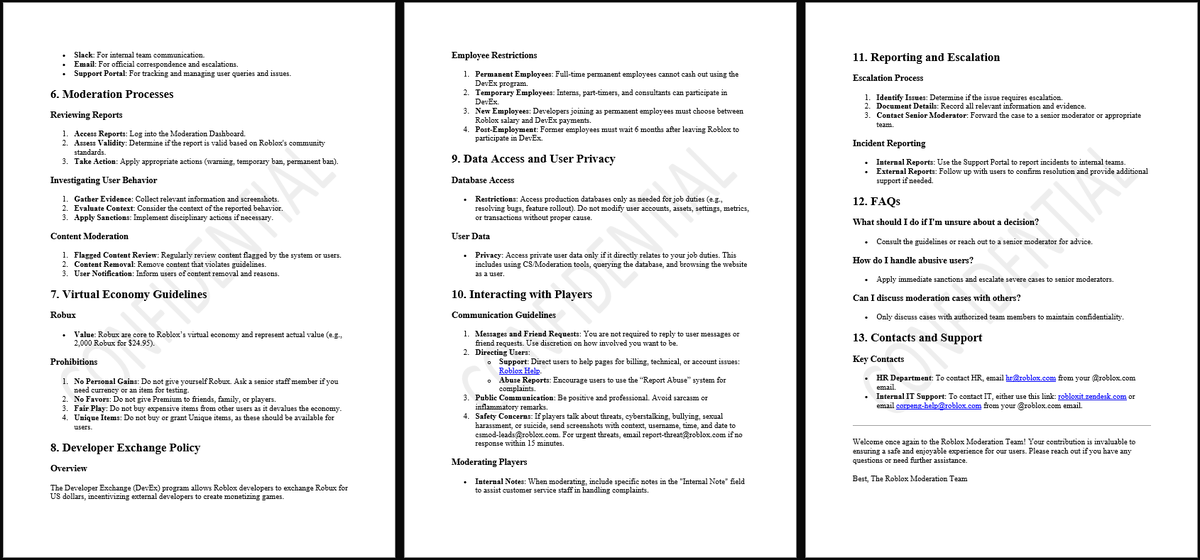 R0bI0x0's tweet photo. The full onboarding/training document! https://t.co/GmcrOAzeVd