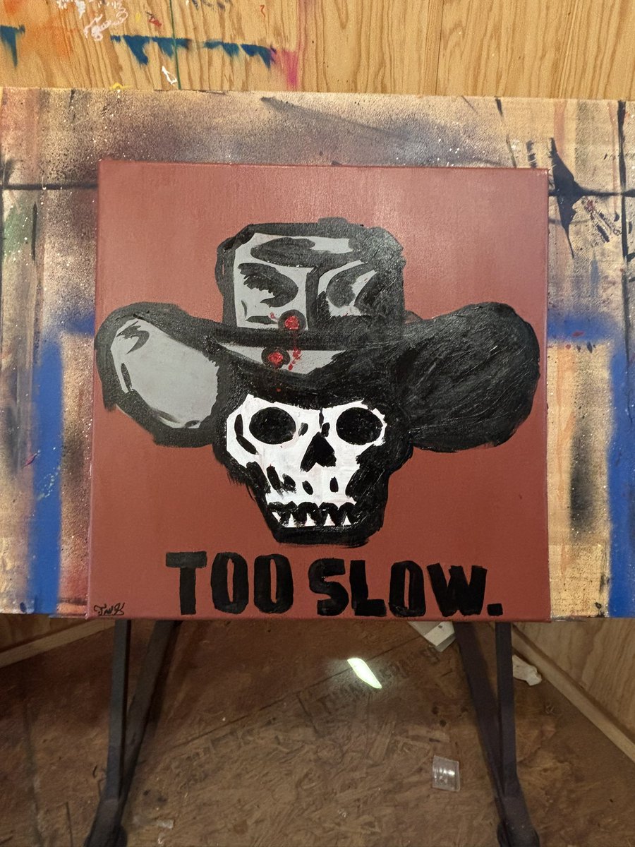 Whitmore_works's tweet photo. “Too Slow.” 
20x20
Acrylic on canvas 
Contact for purchase 
.
.
.
#painting #art #cowboy #western #country https://t.co/gBvlTPY5Qn