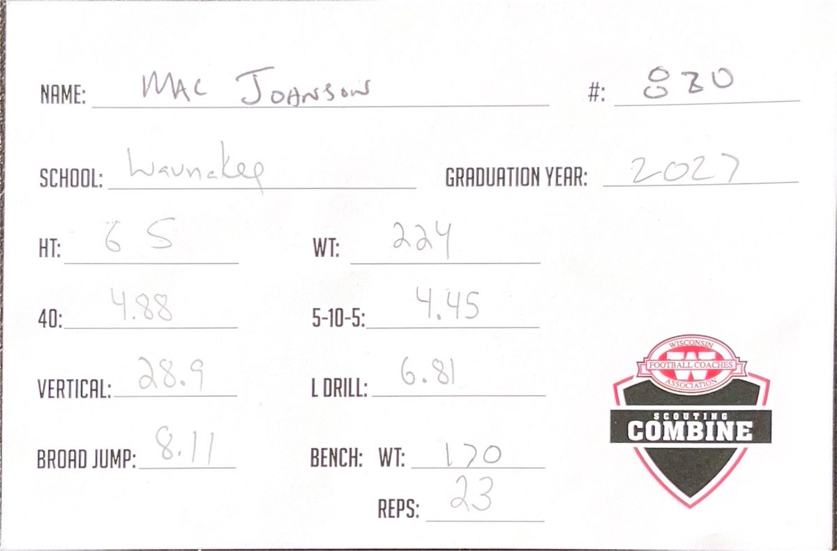 Mac Johnson (@macjohnson171) on Twitter photo Thank you <a href="/travisWSN/">Travis Wilson</a> for a great day at the WFCA combine. Ready to get back to work!
<a href="/MJ_NFLDraft/">Mark Johnson</a>
<a href="/WHSWarriorsFB/">Waunakee Football</a> Thank you <a href="/travisWSN/">Travis Wilson</a> for a great day at the WFCA combine. Ready to get back to work!
<a href="/MJ_NFLDraft/">Mark Johnson</a>
<a href="/WHSWarriorsFB/">Waunakee Football</a>