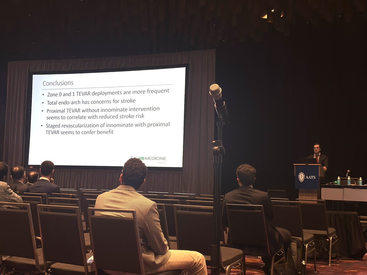 Marvi Tariq (@marvitariq) on Twitter photo Excellent job by <a href="/uabctsresidency/">UAB Cardiothoracic Surgery</a> PGY6 fellow Dr. Hansen-Estruch presenting VQI data showing higher stroke rates with inominate artery treatment during proximal TEVAR. Staged revascularization protective
<a href="/uabctsresidency/">UAB Cardiothoracic Surgery</a> <a href="/UABSurgery/">UAB Surgery</a> <a href="/AATSHQ/">AATS</a> #AATS25 Excellent job by <a href="/uabctsresidency/">UAB Cardiothoracic Surgery</a> PGY6 fellow Dr. Hansen-Estruch presenting VQI data showing higher stroke rates with inominate artery treatment during proximal TEVAR. Staged revascularization protective
<a href="/uabctsresidency/">UAB Cardiothoracic Surgery</a> <a href="/UABSurgery/">UAB Surgery</a> <a href="/AATSHQ/">AATS</a> #AATS25