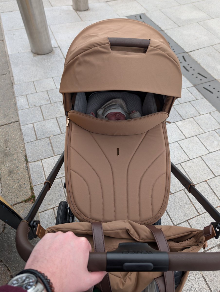 Frankie heading back to the car after witnessing his first official football match (slept through it all) 🏟️

<a href="/DgnSwifts/">Dungannon Swifts FC</a> vs <a href="/cliftonvillefc/">Cliftonville FC</a> in the 2025 Irish Cup final. 

He'll grow up to love this league and everything it's about ❤️