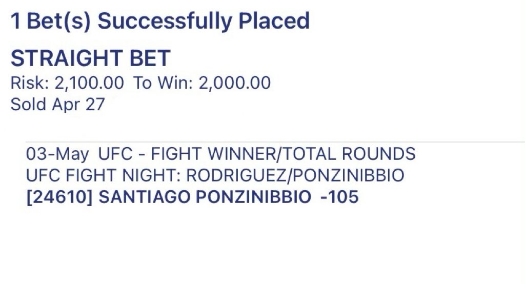 DagestanPapi's tweet image. #UFCDesMoines
Santiago Ponzinibbio 🇦🇷 (-105) 1.58U
🕊️ Prop:
Miller/Petrovic Over 2.5 Rounds (-225) 2.25U
GL Everyone! 🚀