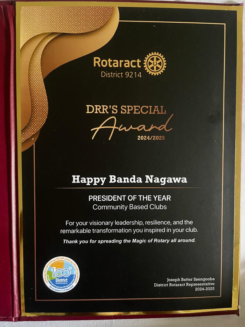 ROTARACT ENTEBBE AIRPORT-THE PILOTS ✈✈✈ - RID9214 (@rctebb) on Twitter photo Our Very own <a href="/HappyBanda14/">Happy Banda</a> scooped the #DRR's #Special_Award as the #President_of_The_Year Community Based Clubs.
Congratulations our Chief Pilot. <a href="/RCEntebbe/">Rotary Club Of Entebbe (D9214)</a> <a href="/RotaractD9214/">Rotaract District 9214</a> <a href="/JB_Ssengooba/">JB Ssengooba</a> #100thDCA Our Very own <a href="/HappyBanda14/">Happy Banda</a> scooped the #DRR's #Special_Award as the #President_of_The_Year Community Based Clubs.
Congratulations our Chief Pilot. <a href="/RCEntebbe/">Rotary Club Of Entebbe (D9214)</a> <a href="/RotaractD9214/">Rotaract District 9214</a> <a href="/JB_Ssengooba/">JB Ssengooba</a> #100thDCA