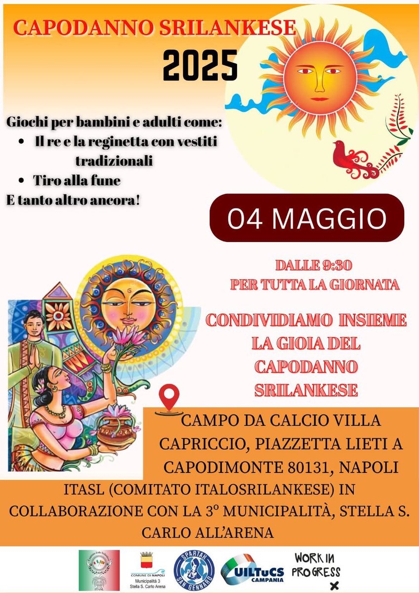 Come UILTuCS Campania siamo grati 
E facciamo gli Auguri alla Comunità dello Sri Lanka di Napoli e della Campania per il Capodanno Srilankese del 4 Maggio! Grazie per averci invitato e per l’opportunità di conoscere la vostra cultura millenaria. 🇱🇰❤️ #CapodannoSrilankese #uitucs