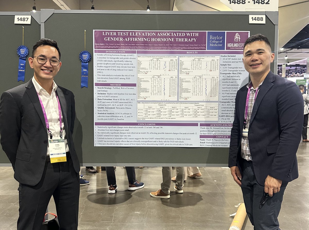 Howard T. Lee MD FAST (@howardtleemd) on Twitter photo So proud of my super 🌟 mentee <a href="/ThanhNmed/">Thanh Nguyen (he/him)</a> presenting his🎖️poster distinction at <a href="/DDWMeeting/">Digestive Disease Week</a> regarding liver test elevation for people using GAHT
He is applying for #GI fellowship this coming cycle! Excited to see what he will bring to our filed 🙌
#LiverTwitter #GITwitter So proud of my super 🌟 mentee <a href="/ThanhNmed/">Thanh Nguyen (he/him)</a> presenting his🎖️poster distinction at <a href="/DDWMeeting/">Digestive Disease Week</a> regarding liver test elevation for people using GAHT
He is applying for #GI fellowship this coming cycle! Excited to see what he will bring to our filed 🙌
#LiverTwitter #GITwitter