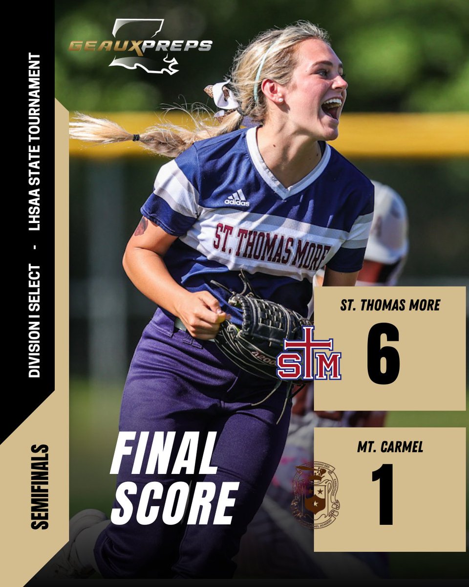 GeauxPreps.com (@geauxprepsla) on Twitter photo 🥎 St. Thomas More rolls past Mount Carmel 6-1 in the semifinals to punch their ticket to the state title game!
The Lady Cougars are chasing their 9th state championship 🏆
<a href="/STMathleticsnow/">STM Athletics</a> | <a href="/STMsoftball/">STM SOFTBALL</a> 🥎 St. Thomas More rolls past Mount Carmel 6-1 in the semifinals to punch their ticket to the state title game!
The Lady Cougars are chasing their 9th state championship 🏆
<a href="/STMathleticsnow/">STM Athletics</a> | <a href="/STMsoftball/">STM SOFTBALL</a>