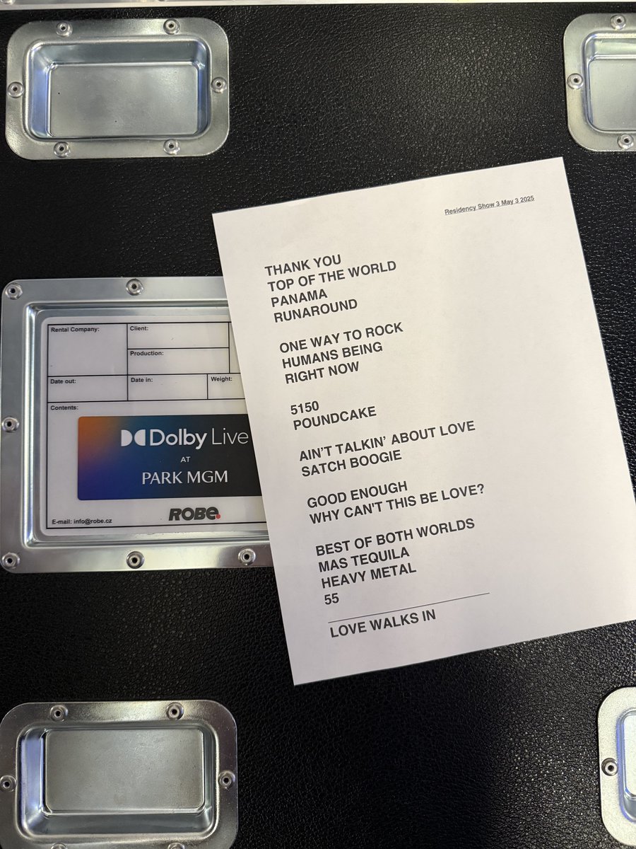 Tonight's set list. Can't wait this has been so much fun! I'll give you a recap tomorrow afternoon of the first week of the #Residency