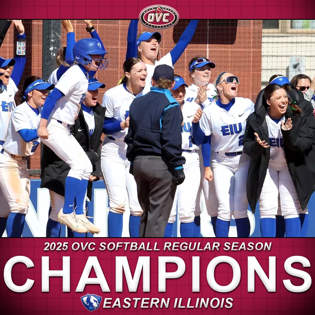 Ohio Valley Conference (@ovcsports) on Twitter photo ๐๐๐๐ค-๐๐จ-๐๐๐๐ค๐๐
<a href="/EIU_Softball/">Eastern Illinois Softball</a> are your 2025 OVC regular season champions after defeating WIU in a double-header today. This marks back-to-back regular season titles for the Panthersโผ๏ธ
#BleedBlue | #OVCit ๐๐๐๐ค-๐๐จ-๐๐๐๐ค๐๐
<a href="/EIU_Softball/">Eastern Illinois Softball</a> are your 2025 OVC regular season champions after defeating WIU in a double-header today. This marks back-to-back regular season titles for the Panthersโผ๏ธ
#BleedBlue | #OVCit