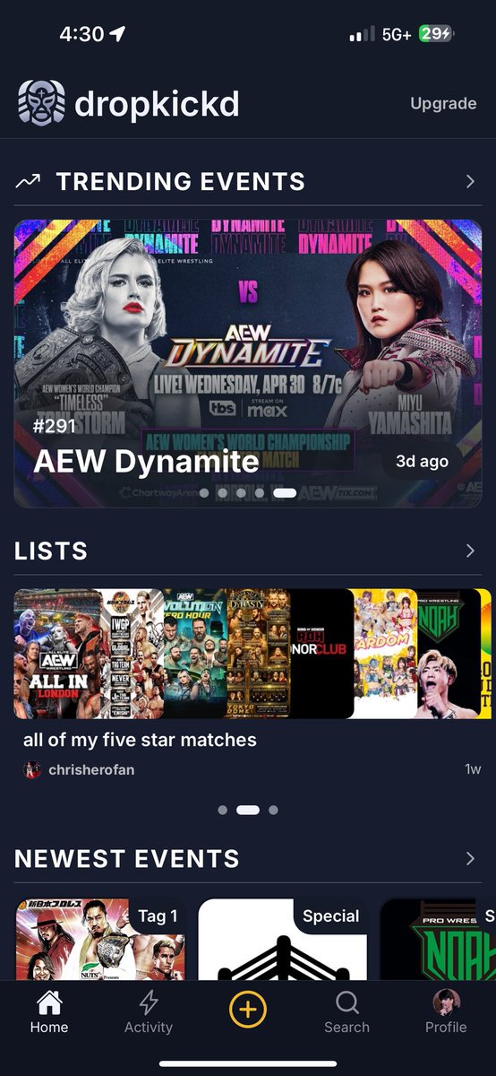 dropkickdjulian's tweet image. Rate, log, and review wrestling events and matches on Dropkickd.
Available on iOS and Android.