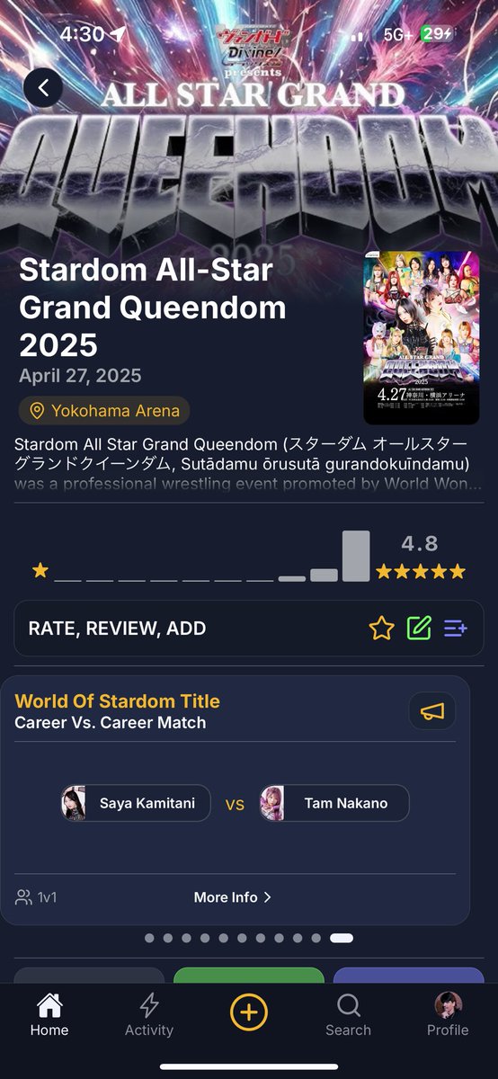 dropkickdjulian's tweet image. Rate, log, and review wrestling events and matches on Dropkickd.
Available on iOS and Android.