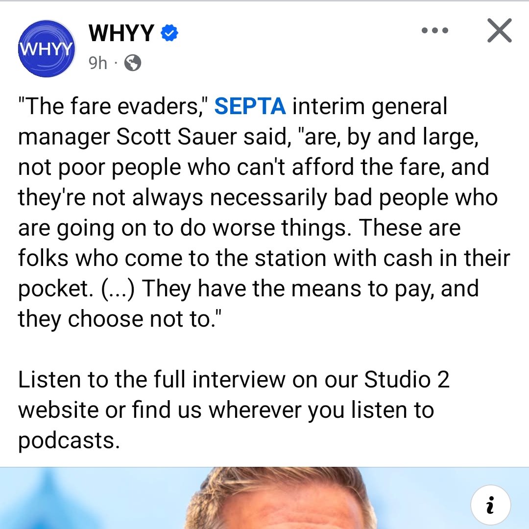 He's right. I see it all the time. People wearing outfits that cost more than a year's worth of transpasses and slipping through every day.