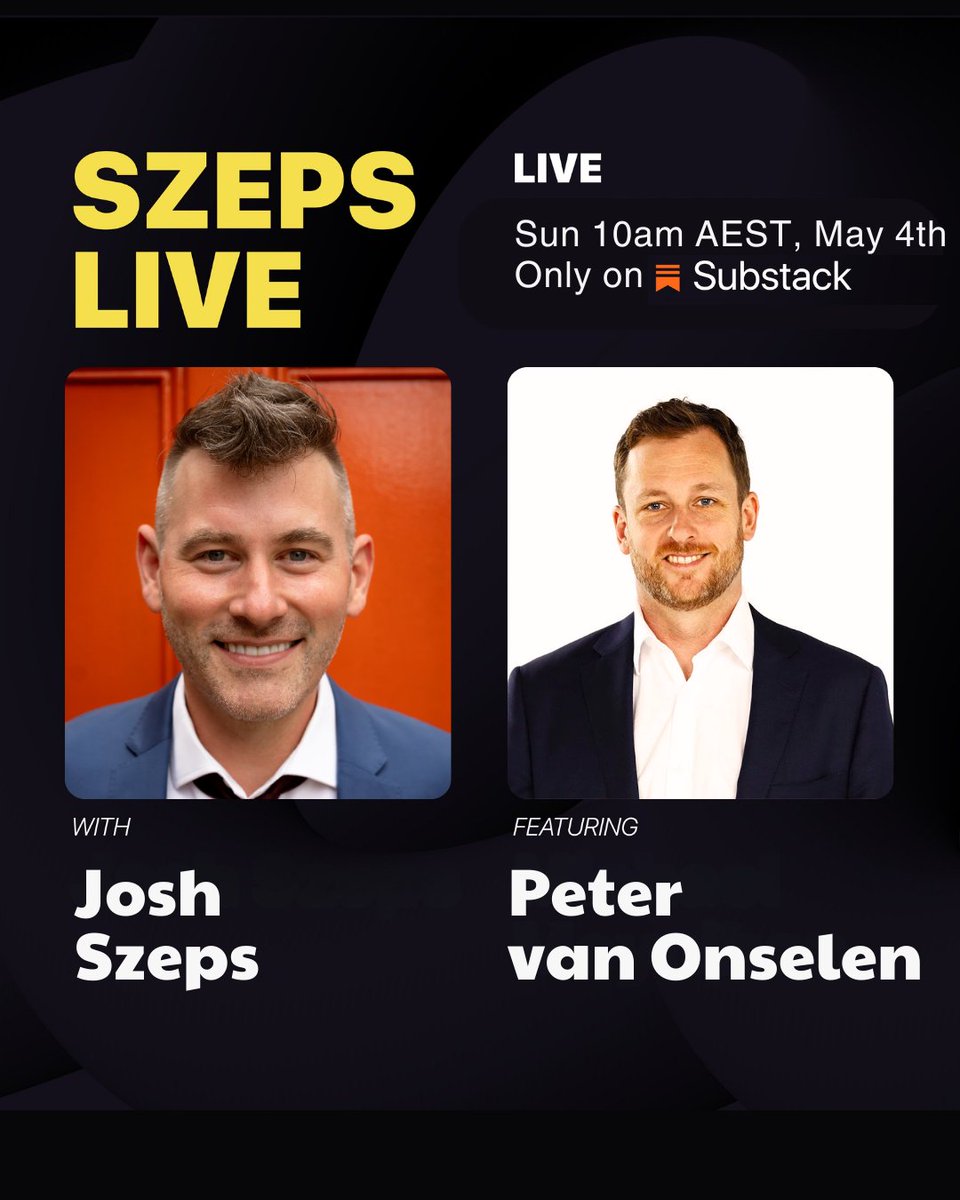 ππ π€π ππ«ππ‘π€ (@joshzepps) on Twitter photo Going live on Substack this morning at 10AM AEST to break down the kinda wild election results last night with <a href="/vanOnselenP/">PVO β΅οΈ</a>
Hope you can join us! Going live on Substack this morning at 10AM AEST to break down the kinda wild election results last night with <a href="/vanOnselenP/">PVO β΅οΈ</a>
Hope you can join us!