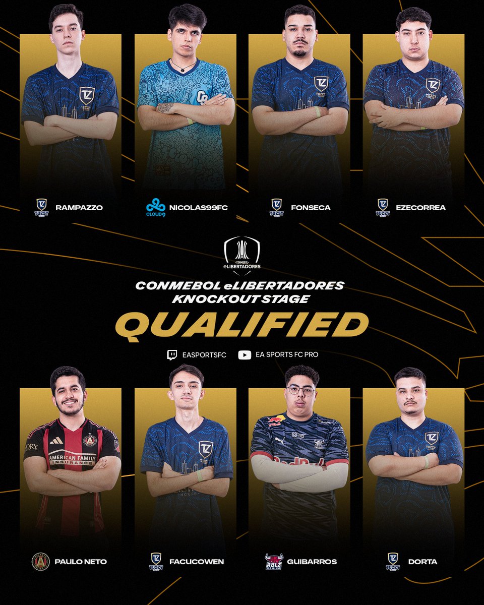 EA SPORTS FC Pro (@easportsfcpro) on Twitter photo Our 8 CONMEBOL eLibertadores finalists ✅
Tune in Sunday 4 May 6PM BST for the Knockout Stage
<a href="/TheLibertadores/">CONMEBOL Libertadores</a> | #FCPro Our 8 CONMEBOL eLibertadores finalists ✅
Tune in Sunday 4 May 6PM BST for the Knockout Stage
<a href="/TheLibertadores/">CONMEBOL Libertadores</a> | #FCPro