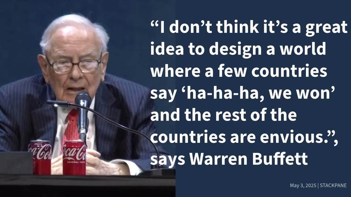 "I don't think it's a great idea to design a world where a few countries say 'ha-ha-ha, we won' and the rest of the countries are envious.", says Warren Buffett

He’s a legend, a great American! 

Buffett, 94, after leading as CEO for 60 years, announced that he will step down as