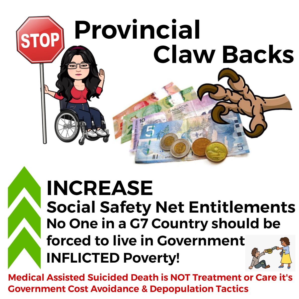 canada_disabled's tweet photo. @ABDanielleSmith @MarkJCarney
Danielle Smith & all Premiers have left disabilities benefits in chronic systemic poverty since 1995
The Federal Benefit was added due to the UN CRPD and blatant lack of pandemic & inflation support etc.
Claw Backs are punitive & for coerce MAID https://t.co/6qkXcRd0jA