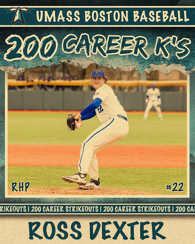 On 5/1 during our game vs Salve Regina, during the bottom of the 8th inning, Senior Ross Dexter came into the game and struck out two in the inning to for his 199th and 200th career collegiate strikeout. He is just the third Beacon to record 200 career strikeouts #RollBeacs