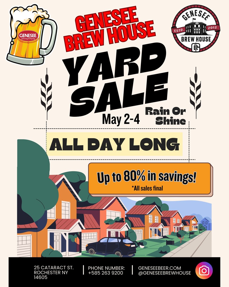 Due to such a great turnout of Genny lovers, our yard sale will be open tomorrow, May 4, ALL DAY LONG! Stop in any time to take advantage of all the savings, things are going fast! Open 11am-10pm.
