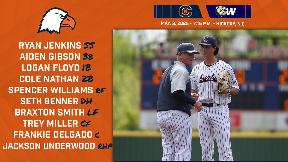 Carson-Newman Athletics (@cn_eagles) on Twitter photo Back to back elimination games
<a href="/_jacksonu7/">Jackson Underwood</a> goes for C-N with a scheduled 7:15 first pitch
🦅 <a href="/CNBaseball/">Carson-Newman Baseball</a>
🐶 <a href="/WingateBaseball/">Wingate Baseball</a>
PREGAME
📱cneagles.com/live
📈cneagles.com/livestats Back to back elimination games
<a href="/_jacksonu7/">Jackson Underwood</a> goes for C-N with a scheduled 7:15 first pitch
🦅 <a href="/CNBaseball/">Carson-Newman Baseball</a>
🐶 <a href="/WingateBaseball/">Wingate Baseball</a>
PREGAME
📱cneagles.com/live
📈cneagles.com/livestats