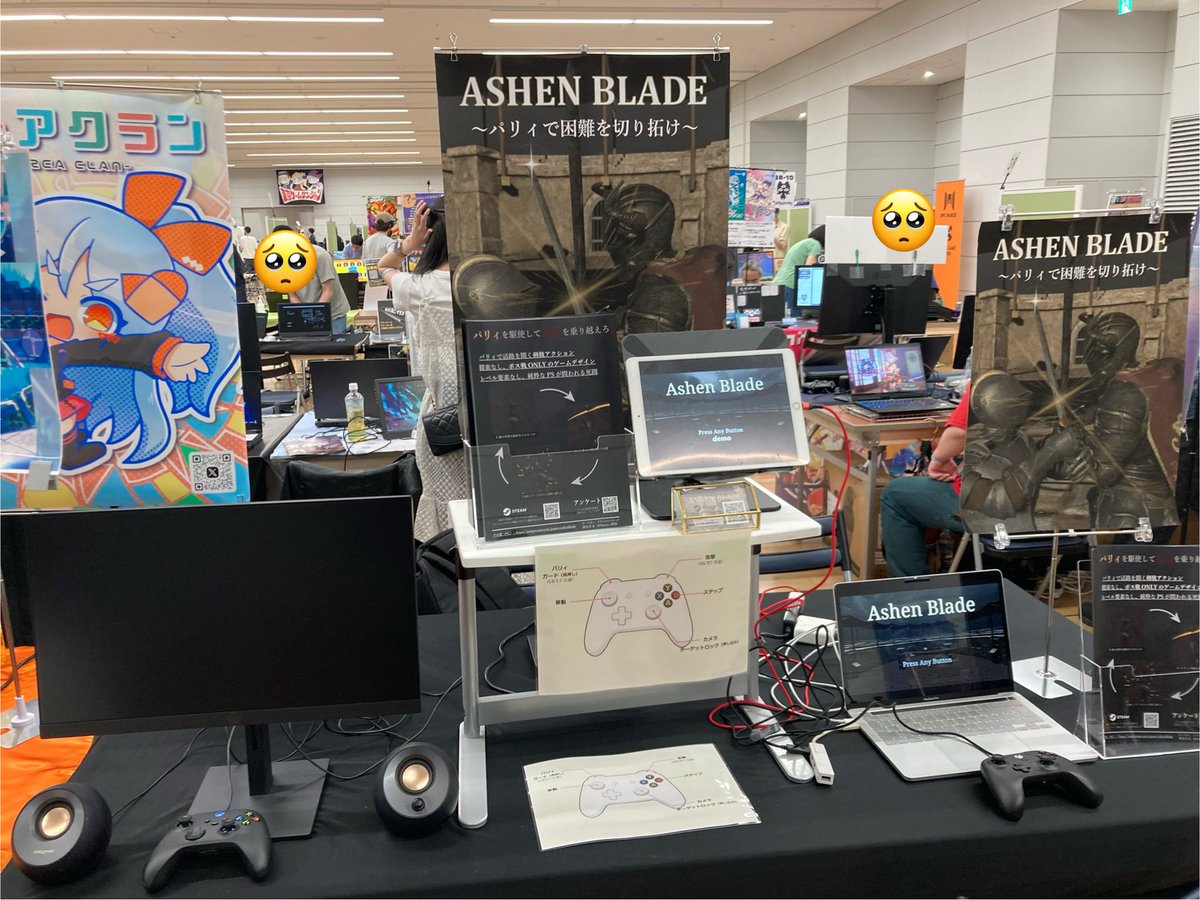 Masuo_3920's tweet photo. #東京ゲームダンジョン8 #個人ゲーム開発 

3S-11にて、パリィアクションゲーム ASHEN BLADE 公開中です！
試遊お待ちしております！！！ https://t.co/GxXGXUHnMM
