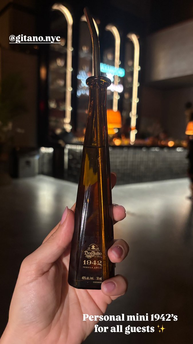 4Gelly's tweet image. My compilation of photos and clips from the grand opening GitanoNYC . Great menu and all guests raised their glasses with a cute personal mini bottle of Don Julio 1942 
youtube.com/watch?v=wmWqpW…