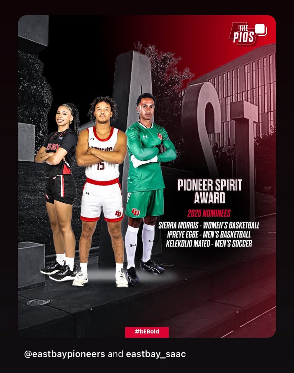 Congrats <a href="/IpreyeEgbe/">Ipreye Egbe</a> on being a finalist for  the Pioneer Spirit Award for your awesome contributions with CSU Eastbay Basketball!!!