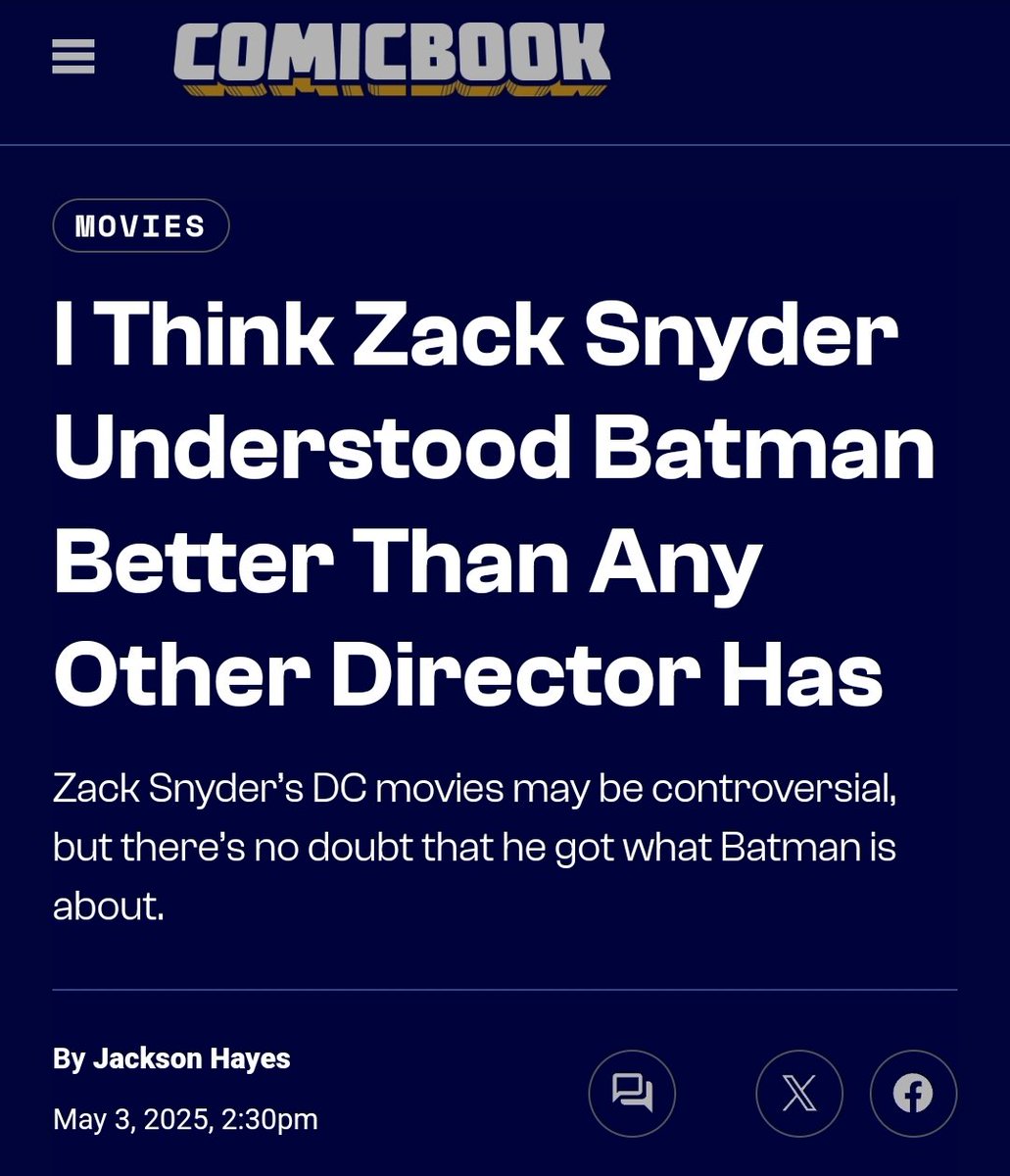 From ComicBook .com 

Zack Snyder did understand Batman
