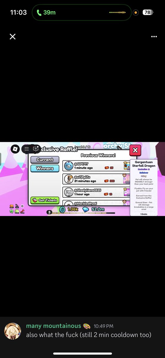 ArnieSullivan's tweet image. It’s the most beautiful pet in the game tbh. :) I’m still stroking out lol only had 325 tickets and used 300. I should play the powerball lol