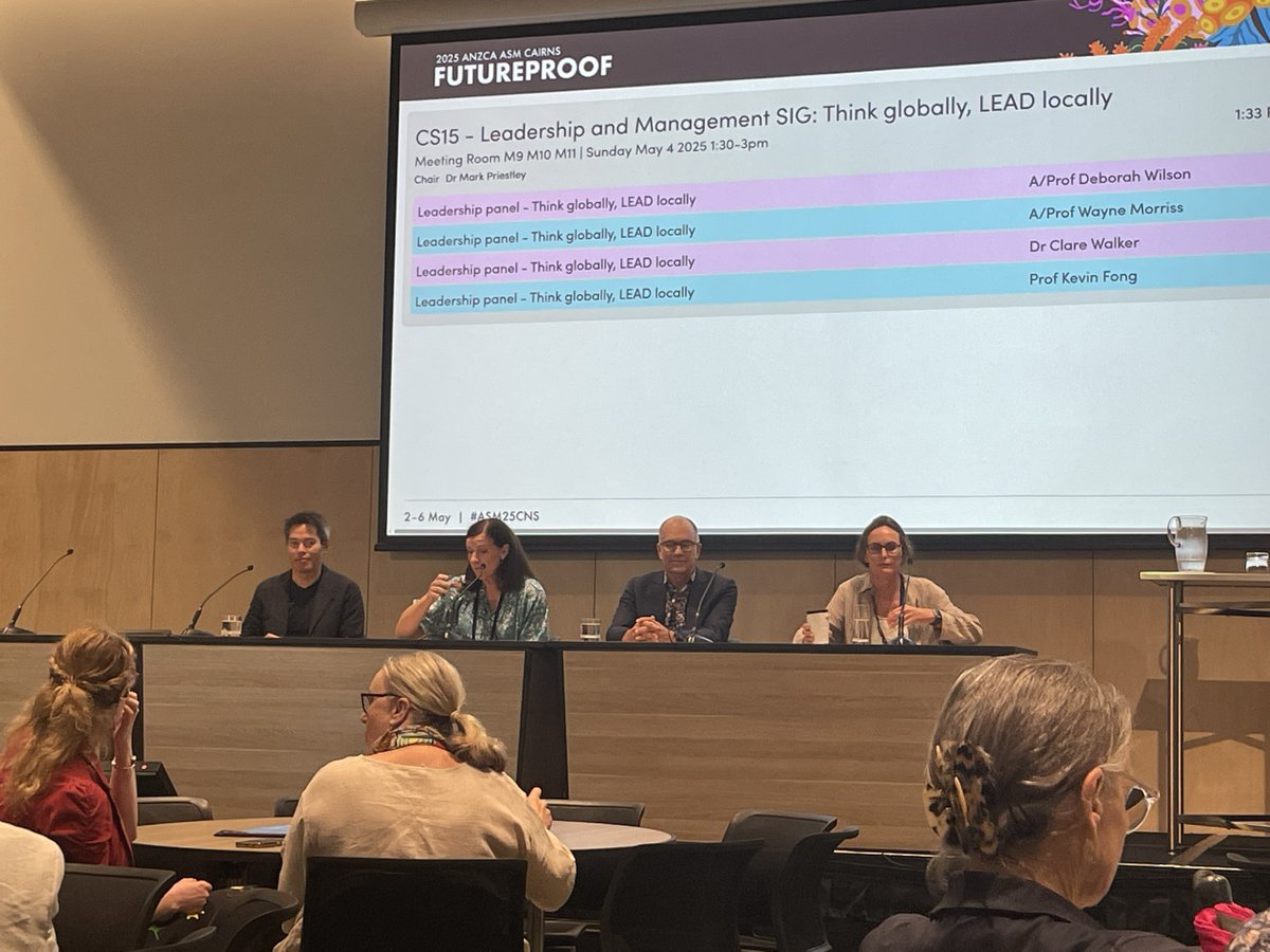 Interesting Leadership and management SIG panel discussion this afternoon at #ASM25CNS, discussing ‘think globally, LEAD locally’ including NZ’s A/Prof Wayne Morriss.