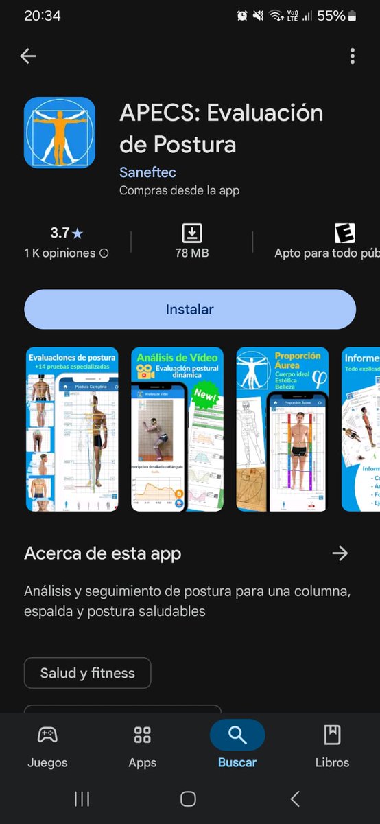 Esta aplicacion permite evaluar la postura corporal, tanto dinámica como estática por medio de fotos y videos. Además se puede medir rangos de movimientos y proporciona informes detallados sumando ejercicios alternativos para mejorar la postura.<a href="/jbonells/">Jorge Bonells</a> 
#TallerDickensCiuDig