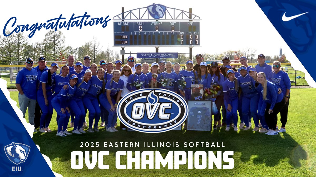 Eastern Illinois Athletics (@eiu_panthers) on Twitter photo With a pair of Saturday wins in Macomb, the <a href="/EIU_Softball/">Eastern Illinois Softball</a> team clinches the 2025 <a href="/OVCSports/">Ohio Valley Conference</a> Regular Season title (their second straight)
G1 - EIU 8, WIU 2
G2 - EIU 6, WIU 3
Abbi Hatton - 5-for-7, 5 RBI
McKenzie Oslanzi - 2 W's
Recap🥎👀⬇️
eiupanthers.com/news/2025/5/3/… With a pair of Saturday wins in Macomb, the <a href="/EIU_Softball/">Eastern Illinois Softball</a> team clinches the 2025 <a href="/OVCSports/">Ohio Valley Conference</a> Regular Season title (their second straight)
G1 - EIU 8, WIU 2
G2 - EIU 6, WIU 3
Abbi Hatton - 5-for-7, 5 RBI
McKenzie Oslanzi - 2 W's
Recap🥎👀⬇️
eiupanthers.com/news/2025/5/3/…