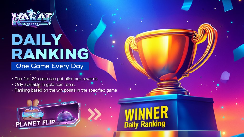 🏆 #KaratGalaxy Daily Ranking🎮

Play 🪐PLANET FLIP🪐, climb the leaderboard, &amp; win #NFT Rewards! 🎁✨
🔥 Today’s game: 🪐PLANET FLIP🪐
🏅 Top 10 WIN rewards!
💰 In Gold Coin Room
📊 Rankings based on win points
Play now!➡️t.me/KaratGalaxy_Bot

#CryptoGaming #PlayToEarn
