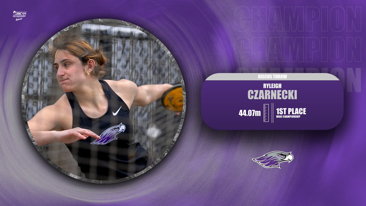 UWWAthletics's tweet image. WIAC CHAMPION! @uwwtf Ryleigh Czarnecki claims gold in the Discus Throw. The sophomore claims her first conference title with a 44.07m toss!