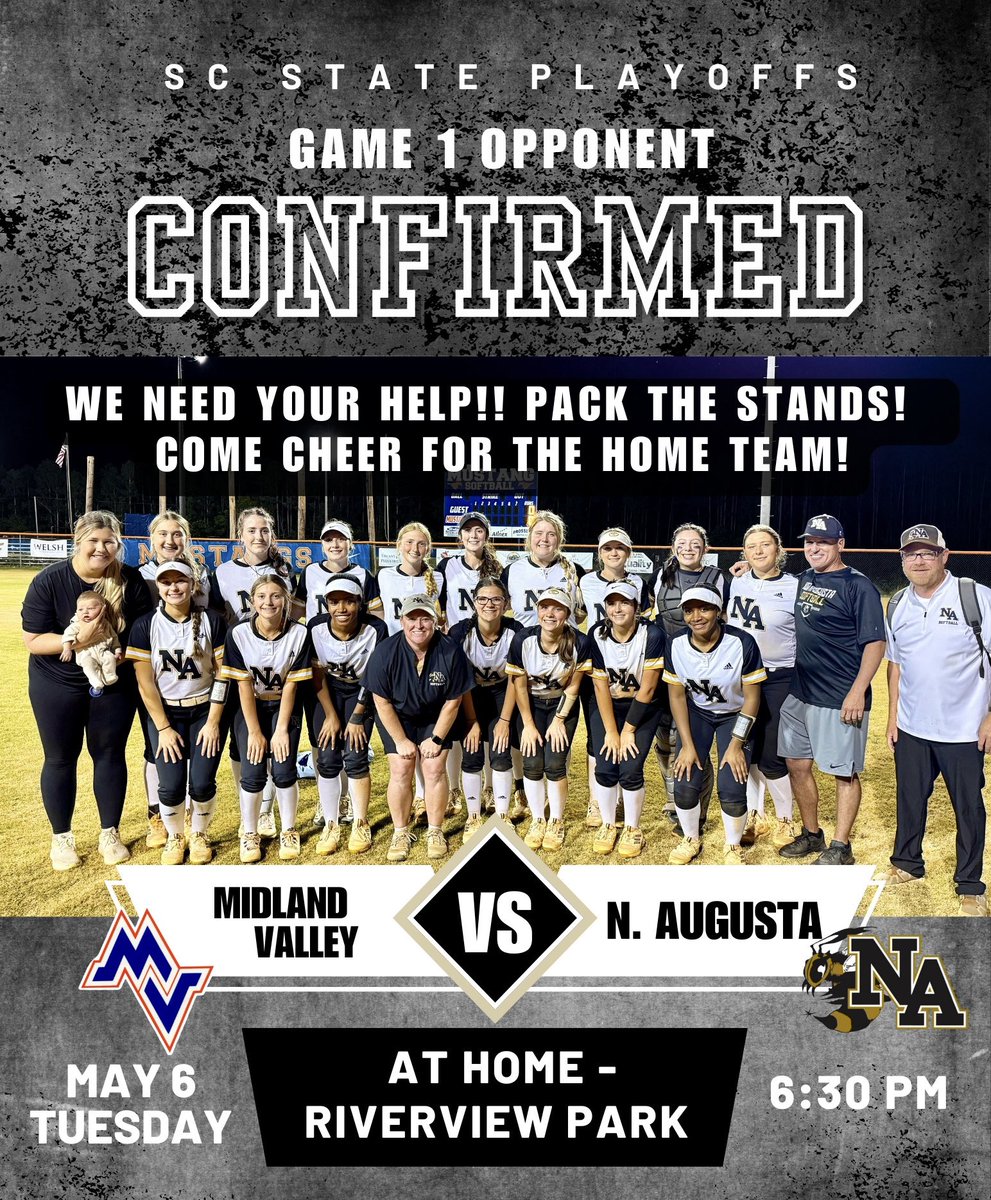 Playoffs start at home on Tuesday, May 6 at 6:30 at Riverview!! Let’s go Jackets! 🐝
