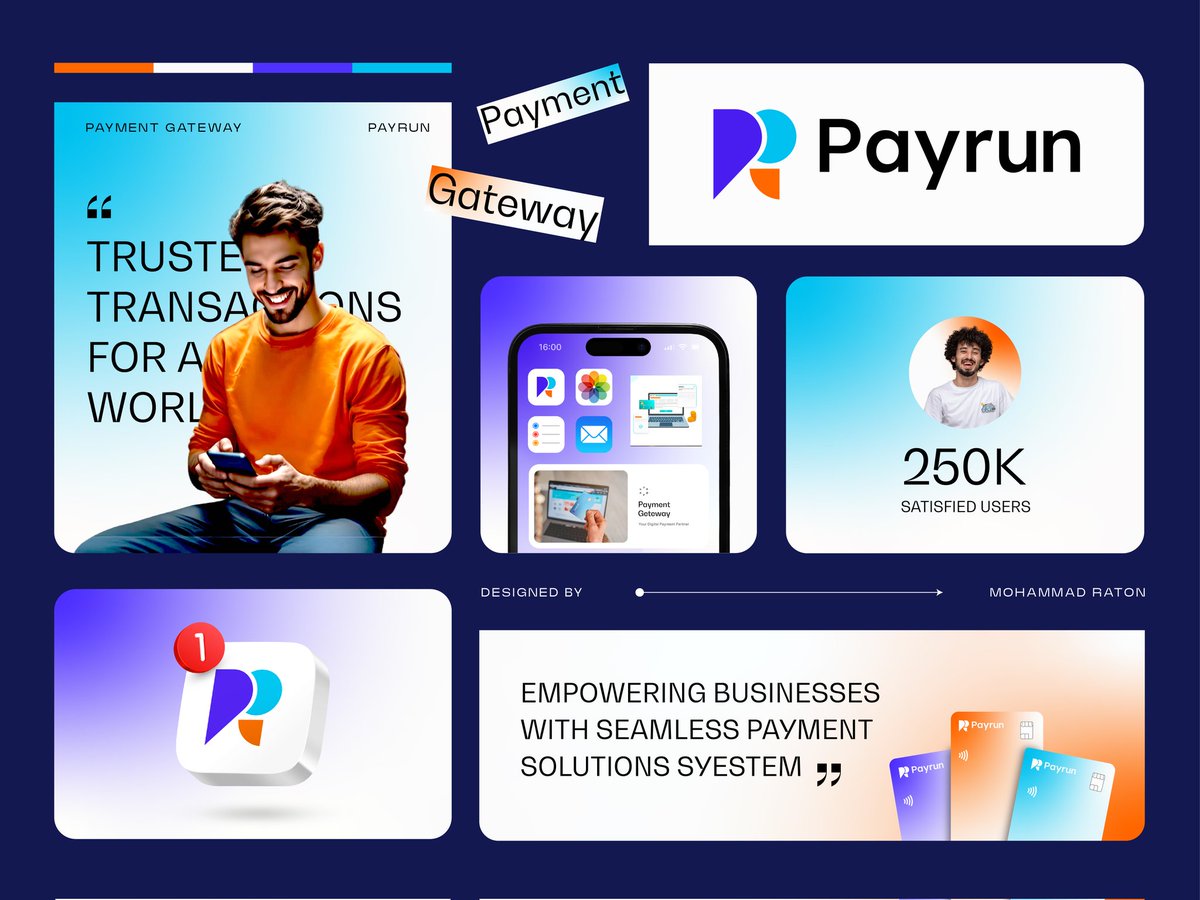 Ratonhere's tweet photo. A seamless &amp; modern identity for Payrun – a global payment gateway brand.
The mark combines “P” + transaction flow to reflect trust &amp; innovation.
Swipe to explore the full brand concept!

#logodesign #branding #fintech #graphicdesign #2025design https://t.co/40Jmz1TTH6