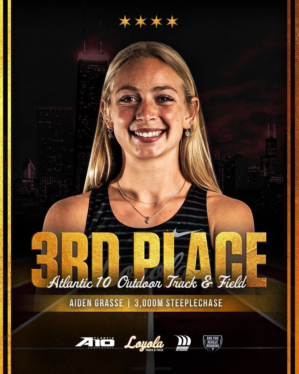 Bronze for Aiden Grasse! 🥉 She powers through the 3K steeplechase to claim 3rd at the Atlantic 10 Outdoor Championships!
