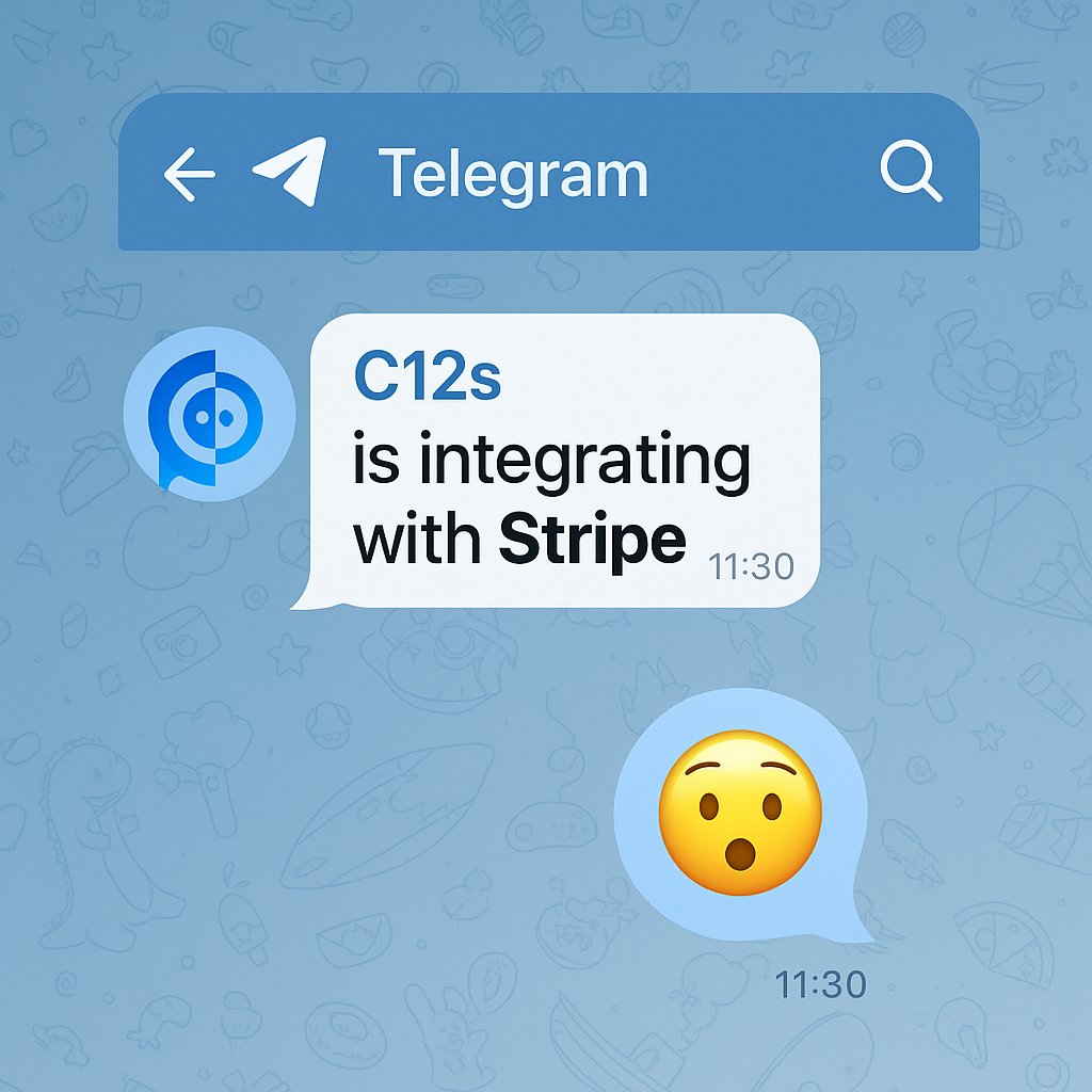 Been a while since I posted about <a href="/C12s_AI/">C12s</a> and the progress we've been slowly but surely been making

<a href="/stripe/">Stripe</a> integration remains a top priority, unfortunately building a SaaS with a bunch of plan-attached features (each of them usage-counted (but not billed separately)) is hard